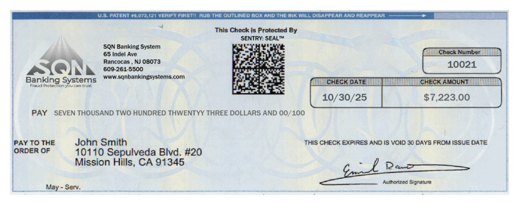 Digital Check Encryption Seal for Check fraud prevention.