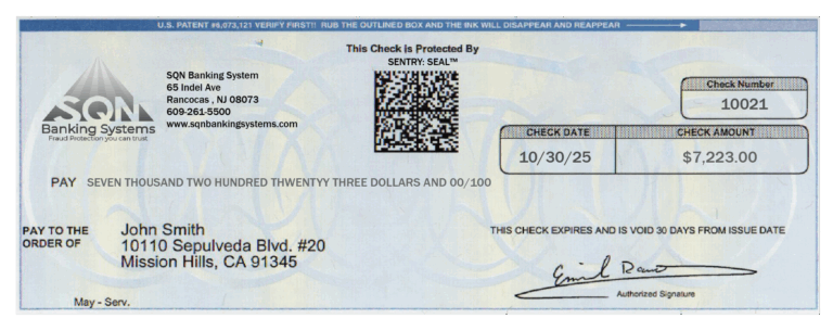 Digital Check Encryption Seal for Check fraud prevention.